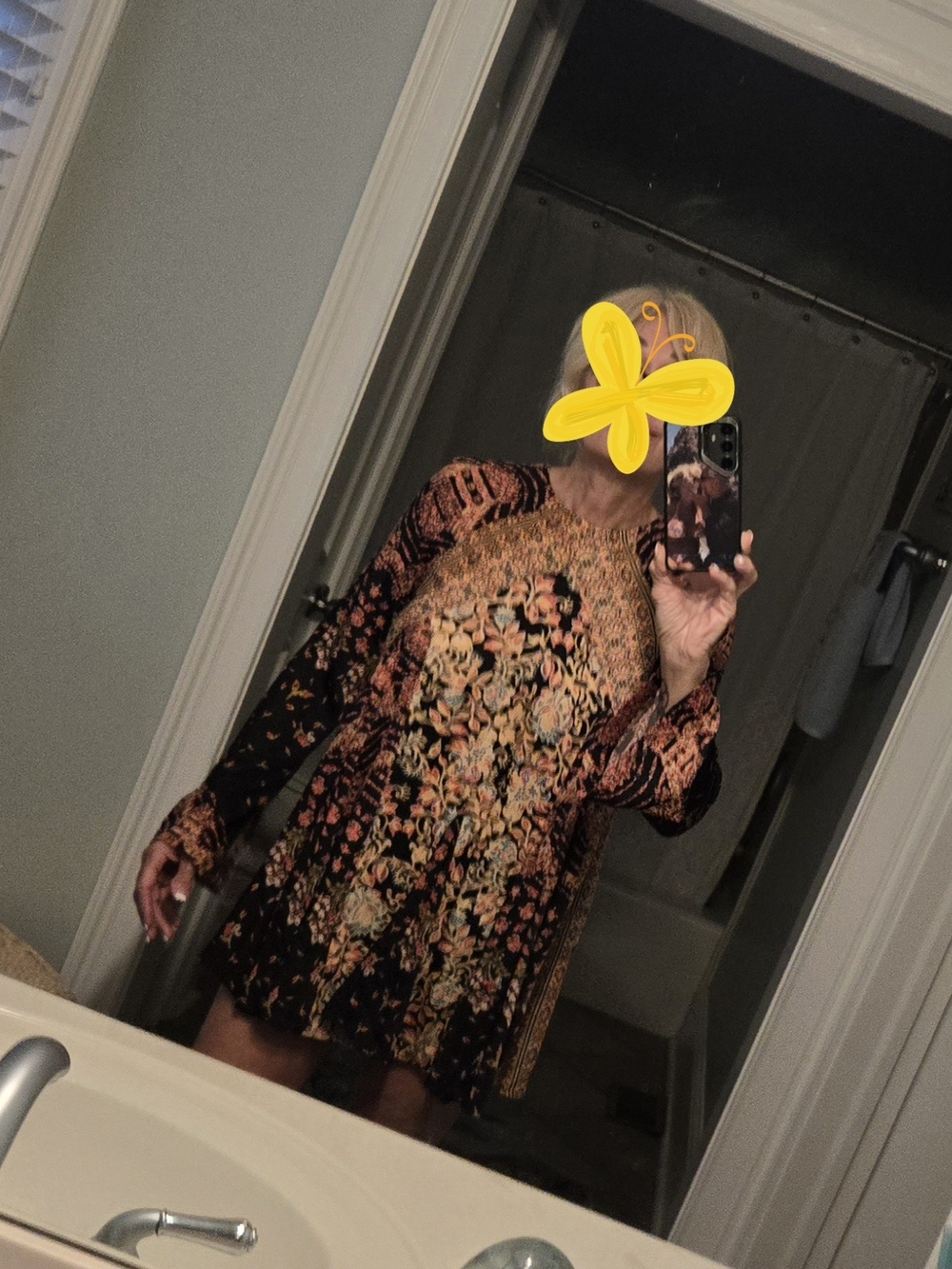 Free People Black Floral Boho Maxi Dress with Peach and Teal Accents - Picture 4 of 7